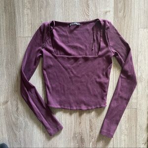 Zara square neck long sleeve crop